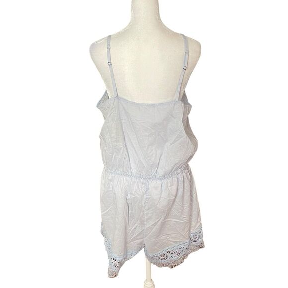 TOPSHOP US 12 Romper Lounge Lace Trim Vneck Blue NWT One Piece Thin - Picture 11 of 13